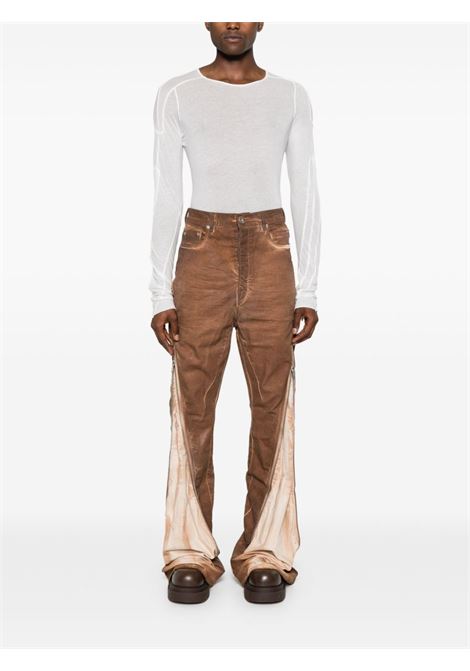 Brown zip-detailed tapered jeans Rick owens drkshdw - men RICK OWENS DRKSHDW | DU01D1363SCF54